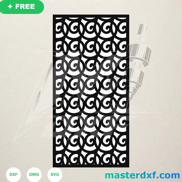 Interlocking Spiral Scroll Door Panel DXF File